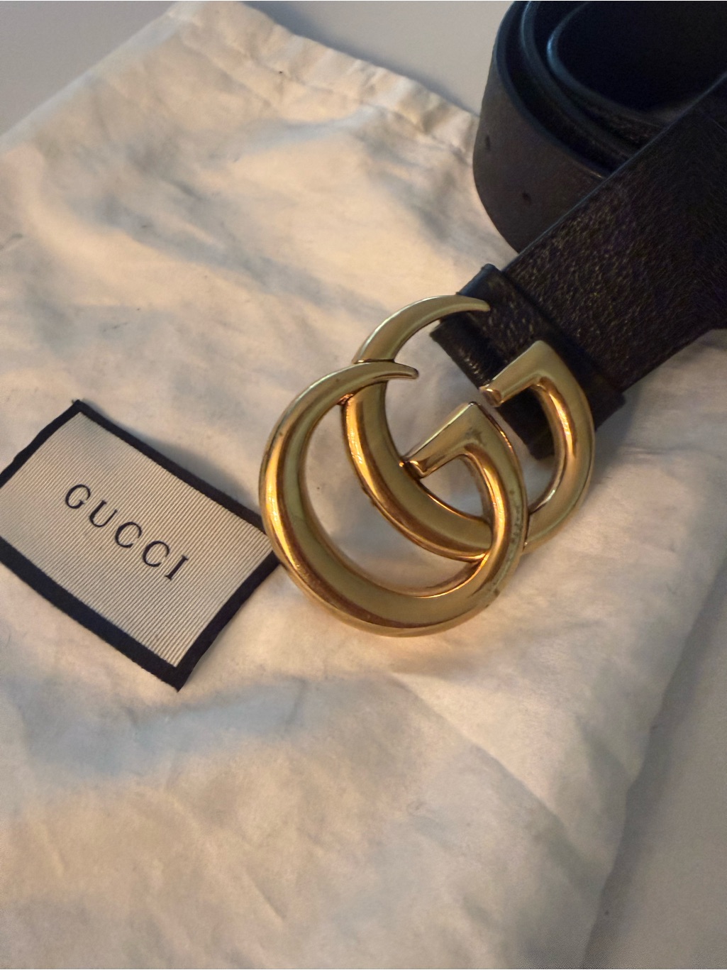 Gucci Interlocking G Belt - Black Leather / Gold- Tone Hardware